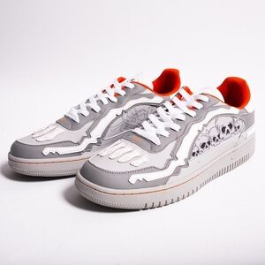 Brand X Gray and Orange Skull Sneakers
